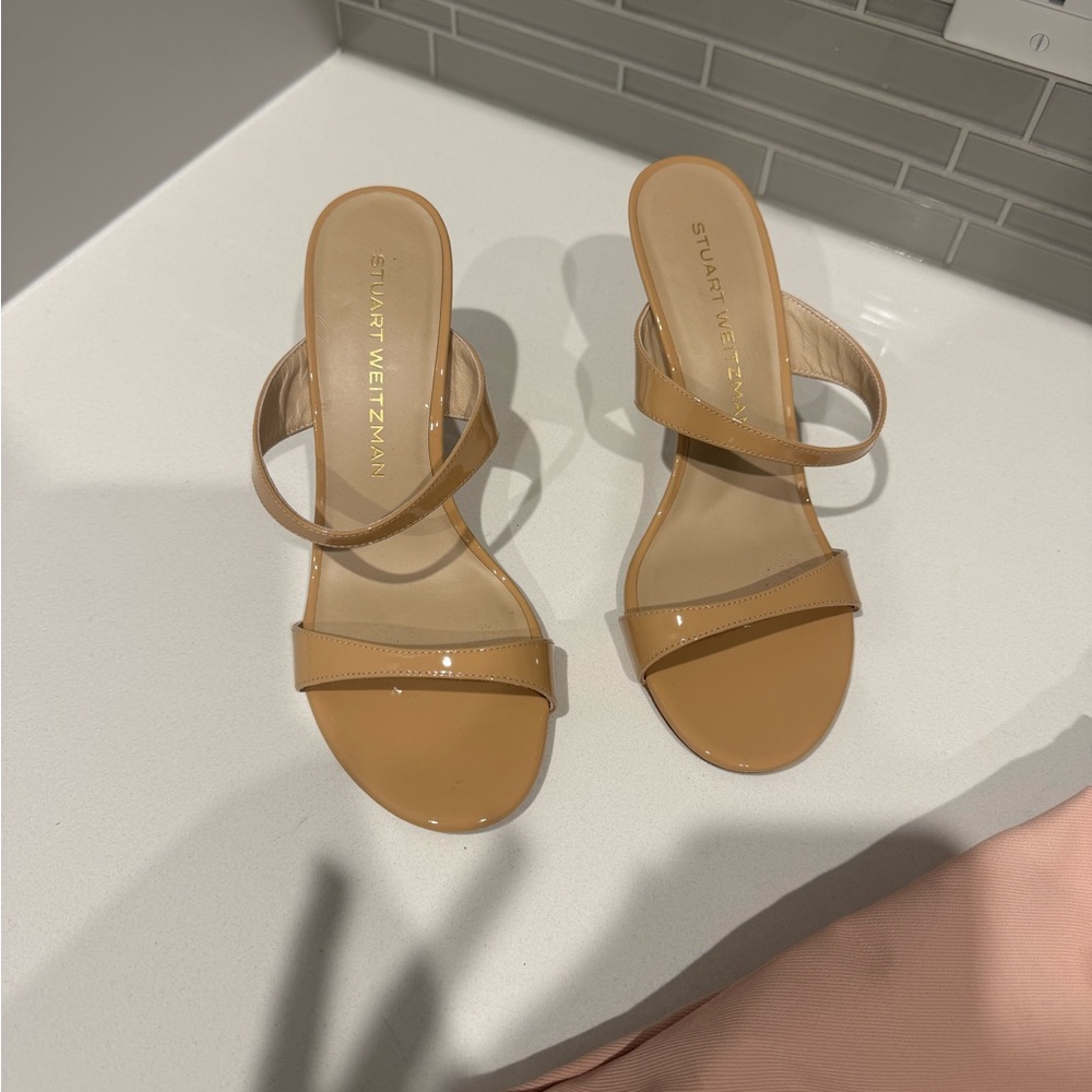 Stuart Weitzman Nudist Patent Sandals 85mm